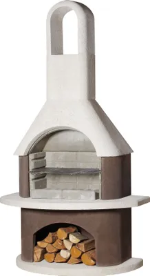 Produktbild von Buschbeck Gartengrillkamin Milano weiß-braun T65 x B110 x H203 cm, inkl. Grillrost
