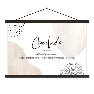 Produktbild von MuchoWow® Textilposter Sprichwörter - Schokolade - Zitate - Wörterbuch - Definition Schokolade 90x60 cm mit schwarzem Rahmen - Aufhängungssatz