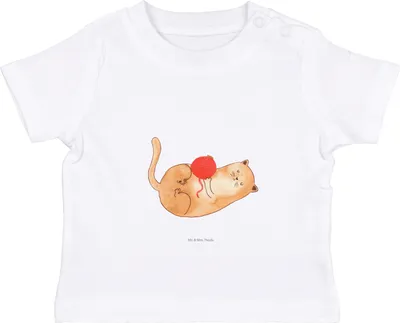 Produktbild von Mr. & Mrs. Panda Babyshirt Katze Wolle 0. - 6. Monat - Weiß - Geschenk, Baby Baumwollshirt, Spielen, Katzen, , Putzig, Kleinkind Shirt, Cat, T-Shirt, Cats