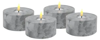 Produktbild von Candela Lights LED Kerzen 4er Set Ø10x5cm Betonoptik mit Timerfunktion Flammenlose flackernde LED-Kerze