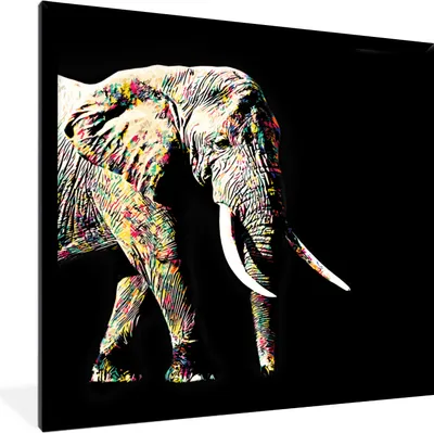 Produktbild von MuchoWow® MuchoWow® Gerahmtes Poster Elefant - Tiere - Farben 40x40 cm - Poster mit zchwarzem Bilderrahmen - Mit Rahmen - Wanddekoration Schlafzimmer