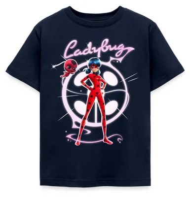 Produktbild von Spreadshirt Miraculous Ladybug Mit Tikki Kinder T-Shirt, 122/128 (7-8 Jahre), Navy