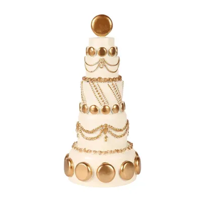 Image de Sculpture décorative en or pour gâteau, 33,5 cm – Ornement de Noël en résine – Décoration de luxe pour les fêtes