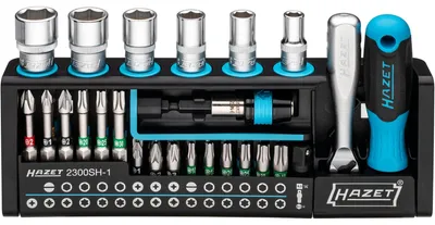 Produktbild von SmartHolder 2300SH-1, Steckschlüssel- und Bit-Satz 1/4" (schwarz, 39-teilig, inkl. Feinzahn-Umschaltknarre)