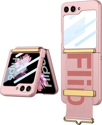 Produktbild von Hülle für Samsung Galaxy Z Flip 6 / Z Flip 7 FE Ultradünne Schutzhülle Klappschutz mit Kleiner Displayschutzfolie und Armband Pink