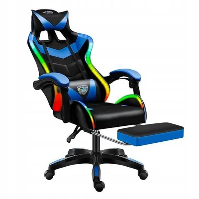 Image de Chaise de bureau Chaise d'ordinateur Chaise de bureau Chaise de jeu ergonomique Massage LED bleu