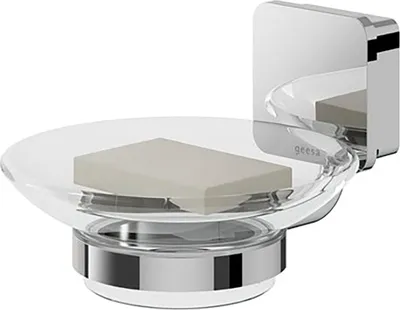 Produktbild von Geesa Seifenschale Glas Topaz mit Seifenhalter Wandbefestigung, chrom