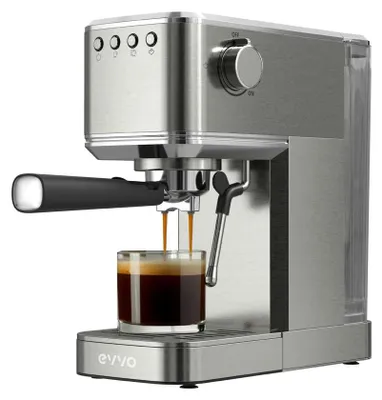 Image de Machine à espresso EVVO Intensa, pression 20 bars, corps en acier, espressos et cappuccinos, 1350 W, double sortie