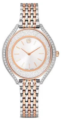Image de Montre pour femme Swarovski, collection Crystalline Aura, couleur rose, modèle bicolore, référence 5730162