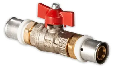 Produktbild von Selfio-Press Aluverbund Pressfitting Kugelhahn 20 x 2 mm Flügelgriff rot TH + U Kontur
