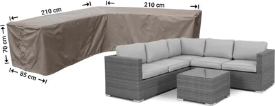 Produktbild von Raffles Covers Schutzhülle Ecksofa 210 x 210 x 85 H: 70 cm | Atmungsaktiv | Wasserdicht | UV-beständig | Doppelnähte | Elastischer Kordelzug