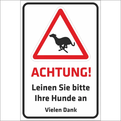 Produktbild von INDIGOS UG - Aufkleber - Sicherheit - Warnung - Achtung - Leinen Sie bitte Ihre Hunde an - 600x400 mm