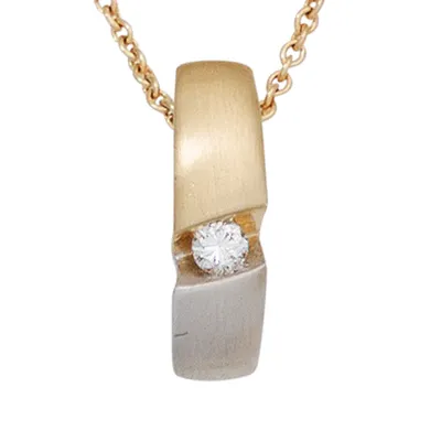 Produktbild von JOBO Collier 585 Gold Gelbgold mattiert 1 Diamant Brillant 43 cm Karabiner