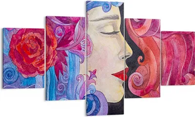 Produktbild von Bild auf Leinwand - Leinwandbild - Frau Abstraktion - 125x70cm - Wand Bild - Wanddeko - Wandbilder - Leinwanddruck - Bilder - Kunstdruck - Wanddekoration - Leinwand bilder - Wandkunst - EA125x70-4005
