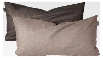 Produktbild von Kissenhülle Doubleface im 2er Set | Renforcé | 100% Baumwolle aus nachhaltiger Produktion | 40x80cm | Taupe-Dunkelgrau