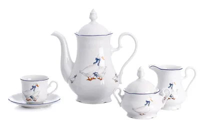 Obrázek produktu pro Kávová souprava, karlovarský porcelán Leander Loučky, Mary-Anne, husy, 15 dílná