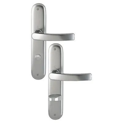 Produktbild von Hoppe Luxembourg Langschildgarnitur F9 Aluminium Stahlfarben 199/273P, Bad / WC