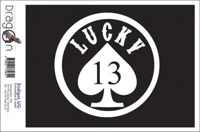 Produktbild von Aufkleber / Autoaufkleber - JDM / Die cut / Auto / OEM - Lucky 13 - 110x110 mm silber - Heckscheibe / Heckscheibenaufkleber