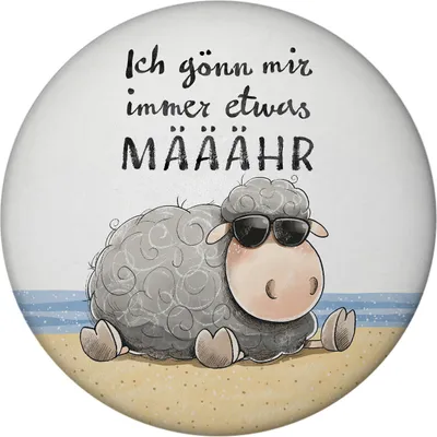 Produktbild von Schaf Magnet rund mit Spruch Ich gönn mir immer etwas MÄÄÄHR