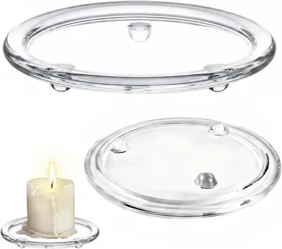 Productafbeelding van Set van 2 kandelaars van transparant glas, 13 cm, kaarsenhouder, rond, voor stompkaarsen, decoratieve kandelaar voor tafeldecoratie, bruiloft