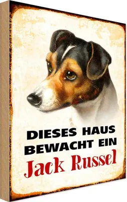 Produktbild von vianmo Holzschild 30x20 cm Hund dieses Haus bewacht Jack Russel Tier Haustier
