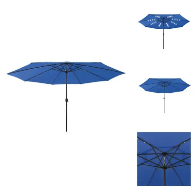 Image de vidaXL Parasol avec lampes LED et mât métallique 400 cm bleu azur - Parasols & ombrelles