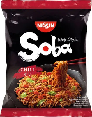 Produktbild von Nissin Bag Noodles Soba Chili Wok Style Instant Nudelgericht 111g