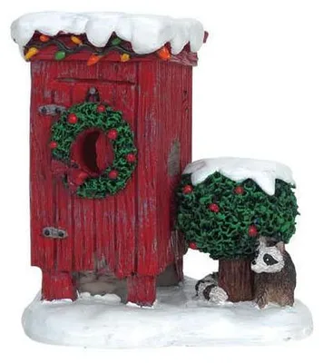 Weihnachts-Plumpsklo, Polyresin, 7,5 x 6,5 x 4,7 cm, rot