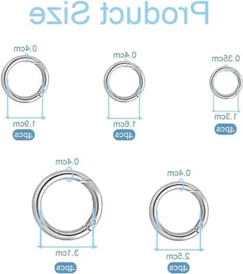 Obrázek produktu pro Kruhové karabiny z nerezové oceli, stříbrné, 13–31 mm, šperkařské příslušenství