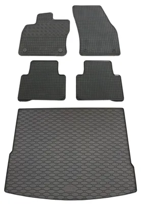 Rigum Gummi Fußmatten + Kofferraumwanne im Set für VW Tiguan 2, schwarz