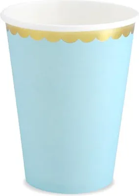 Image de 6 gobelets en carton Candy Party bleu pastel 220ml