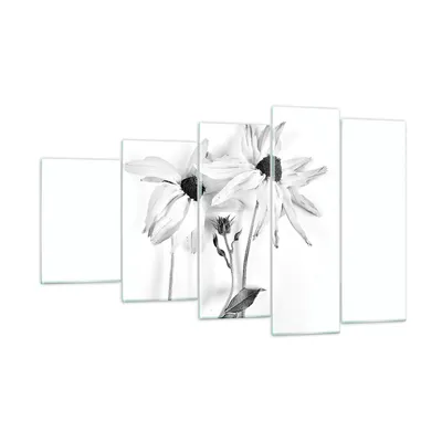Produktbild von Bilder auf glas - 5 Teile - Verwelkt Blumen Monochrom - 100x60cm - Glasbilder - Wandbilder - Bilder - zum Aufhängen bereit - Wanddekoration aus Glas - Glas Bilder - Wandbild auf Glas - GEG100x60-4737