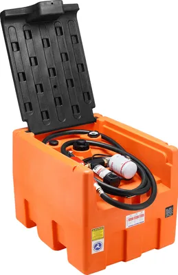 Produktbild von SucceBuy Tragbarer Dieseltank, 10,6 GPM Durchfluss, 48 Gallonen Fassungsvermögen, 12 V Elektropumpe, 13,1 Fuß Schlauch, automatische Zapfpistole, praktisch für den Kraftstofftransport, orange