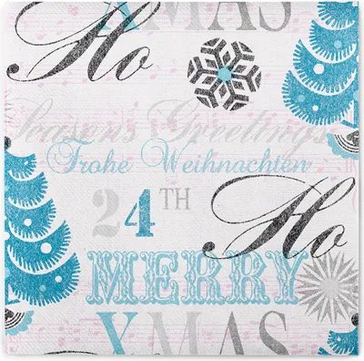 Produktbild von Sovie HOME Weihnachtsserviette Xmas-Greetings in Türkis aus Linclass® Airlaid 40 x 40 cm, 12 Stück