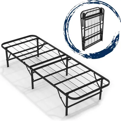 Produktbild von Klappbett Metall 90x200 cm faltbar – Bettrahmen Stahlgitter ohne Lattenrost, Einzelbett Gästebett 120 kg, 36 cm Höhe Stauraum