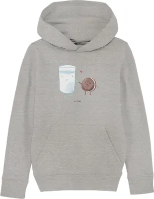 Produktbild von Mr. & Mrs. Panda Kinderpullover Milch Keks 12-14 Jahre (152/164) - Heather Grey - Geschenk, Kekse, Milk, Kapuzenpulli, Pulli, Sweatshirt, Pullover, Hoodie, Hoody, Kaffee