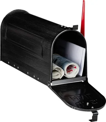 Produktbild von Relaxdays US Briefkasten, Vintage, US Mail, Zeitungsfach, groß, HBT: 22 x 16 x 48 cm, Fahne rot, Stahl Mailbox, schwarz