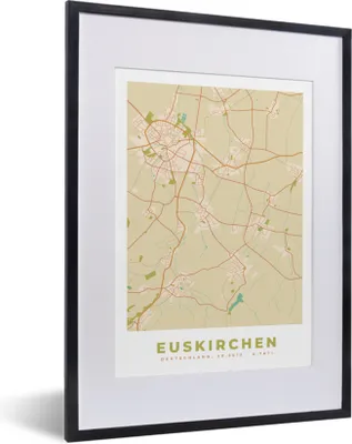 Produktbild von MuchoWow® Gerahmtes Poster Karte - Euskirchen - Karte - Stadtplan - Vintage 30x40 cm - Poster mit Schwarzem Bilderrahmen Wandposter Rahmen Foto Bilder - Wandposter Schlafzimmer