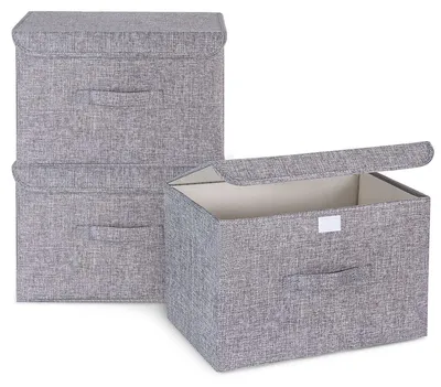 Obrázok produktu pre Omgoods – Súprava 3 skladacích úložných boxov s vekom, vhodné na oblečenie a hračky