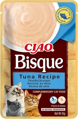 Produktbild von INABA Ciao Bisque Creamy soup with tuna  chicken  beef and salmon - Katze behandeln - 24x40g