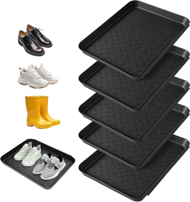 Obrázek produktu pro Stojany na boty - sada 5 kusů - Nádoba na odkapávání bot - 35 x 27,5 x 3 cm - Plastový sáček na boty se zvýšeným okrajem - Boty