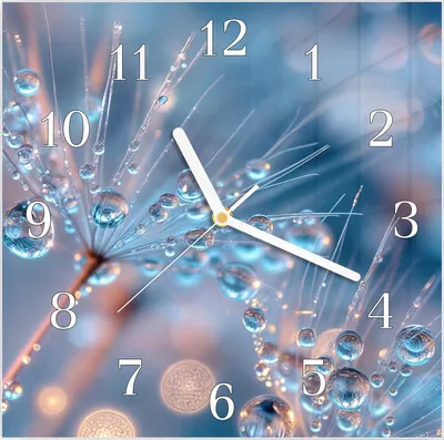 Produktbild von Wanduhr aus Glas mit Motiv Wassertropfen Kunst- 30 x 30 cm - inkl. Aufhängesystem