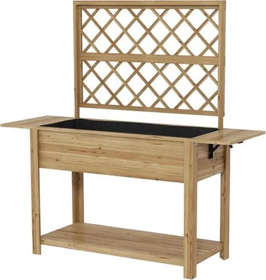 Image de Jardin surélevé avec grille et espace de rangement 140 x 45 x 151 cm
