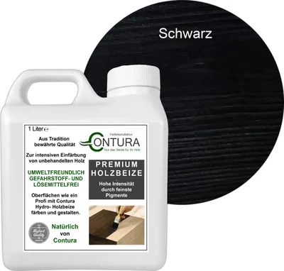 Produktbild von Contura 1 Liter Holzbeize Wasserbeize Möbel Farbe - Schwarz / Ebenholz