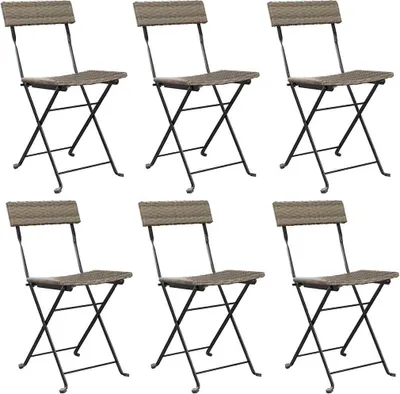 Produktbild von vidaXL Bistrostühle 6 Stk. Klappbar Grau Poly Rattan und Stahl