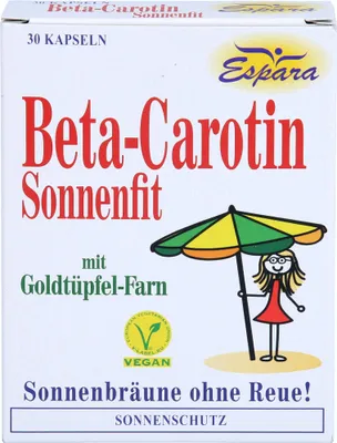 Produktbild von Espara Beta-Carotin Sonnenfit mit Goldtüpfel-Farn Kapseln für Sonnenbräune ohne Reue, 30 St. Kapseln