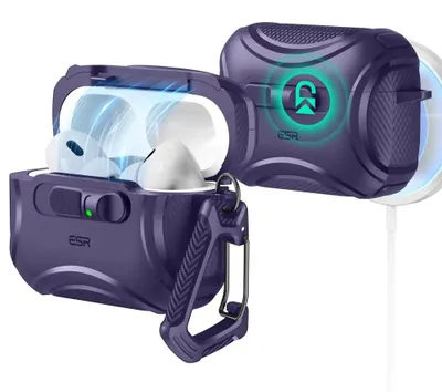 Zdjęcie produktu dla Esr Cyber Flicklock Halolock Magsafe Apple Airpods Pro 3 fioletowe