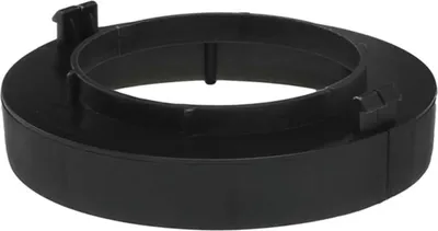 A black plastic drainage channel adapter or fitting is shown against a white background.