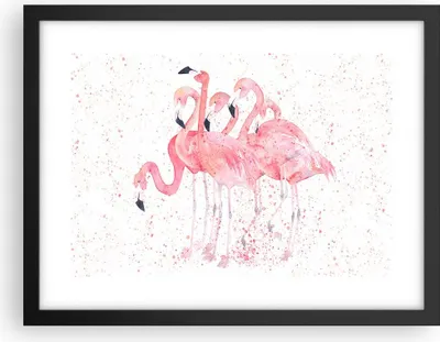 Produktbild von Gerahmtes Poster - Schwarzer Rahmen - Flamingo Vogel Wasser - 40x30 cm - Wand Bild - Wanddeko - Wandbilder - Kunstposter - Wandposter - Bilderrahmen - Bilder - Kunstdruck - Wandbild - P2BAA40x30-3899
