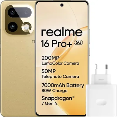 Zdjęcie produktu dla realme 16 Pro+ 5G Smartfon 8/256GB 6,8" 7000mAh Złoty